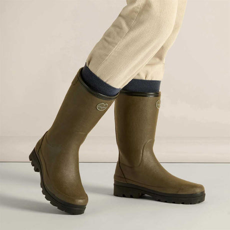 LE CHAMEAU Giverny Boots - Ladies Wool Lined Bottillon - Dark Green