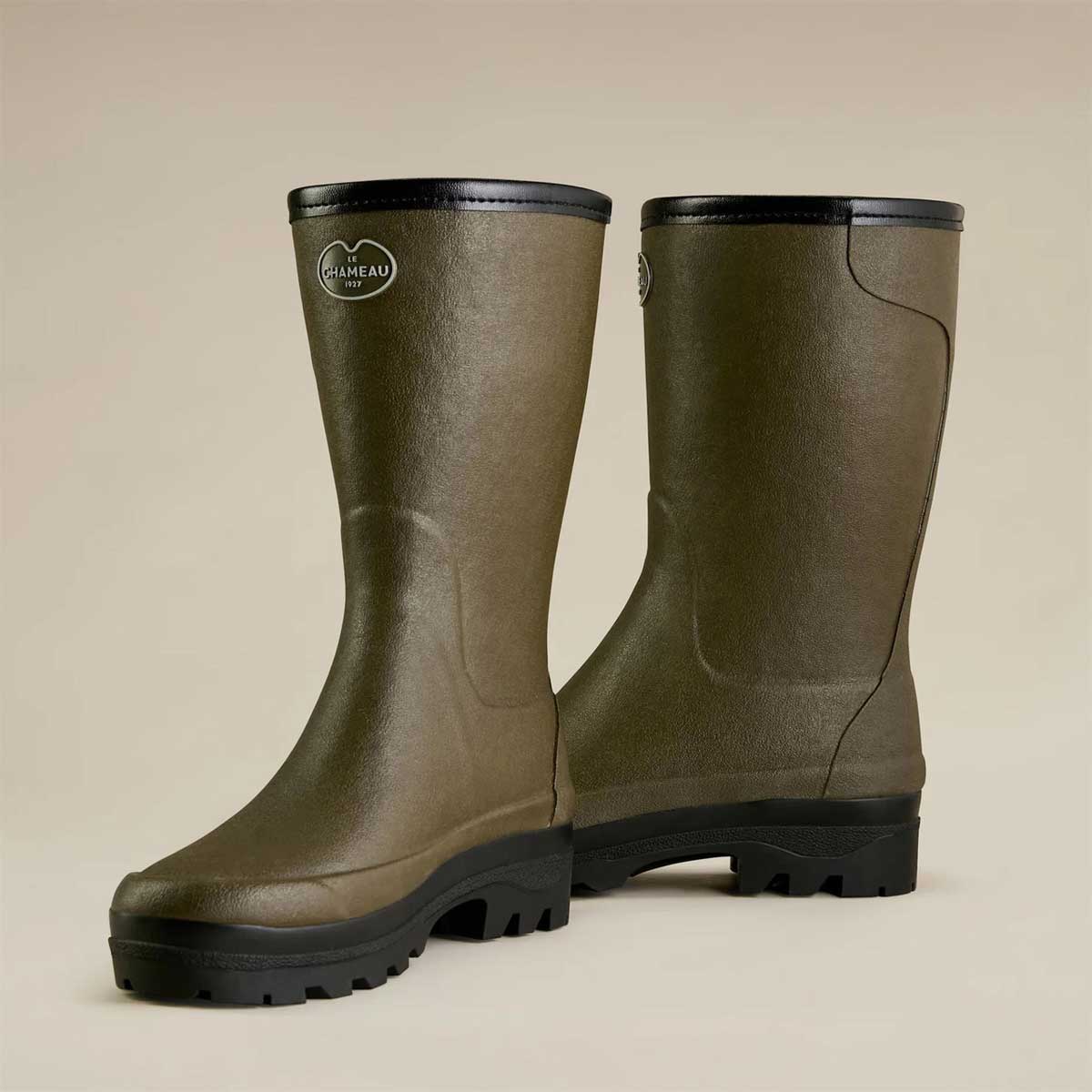 LE CHAMEAU Giverny Boots - Ladies Wool Lined Bottillon - Dark Green