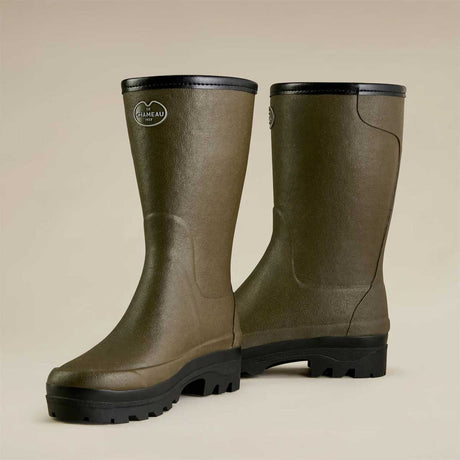 LE CHAMEAU Giverny Boots - Ladies Wool Lined Bottillon - Dark Green