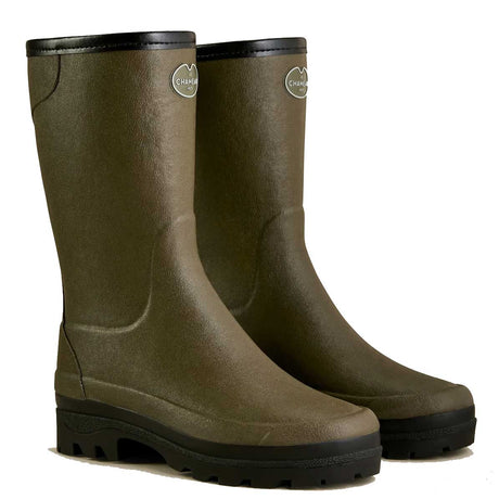 LE CHAMEAU Giverny Boots - Ladies Wool Lined Bottillon - Dark Green