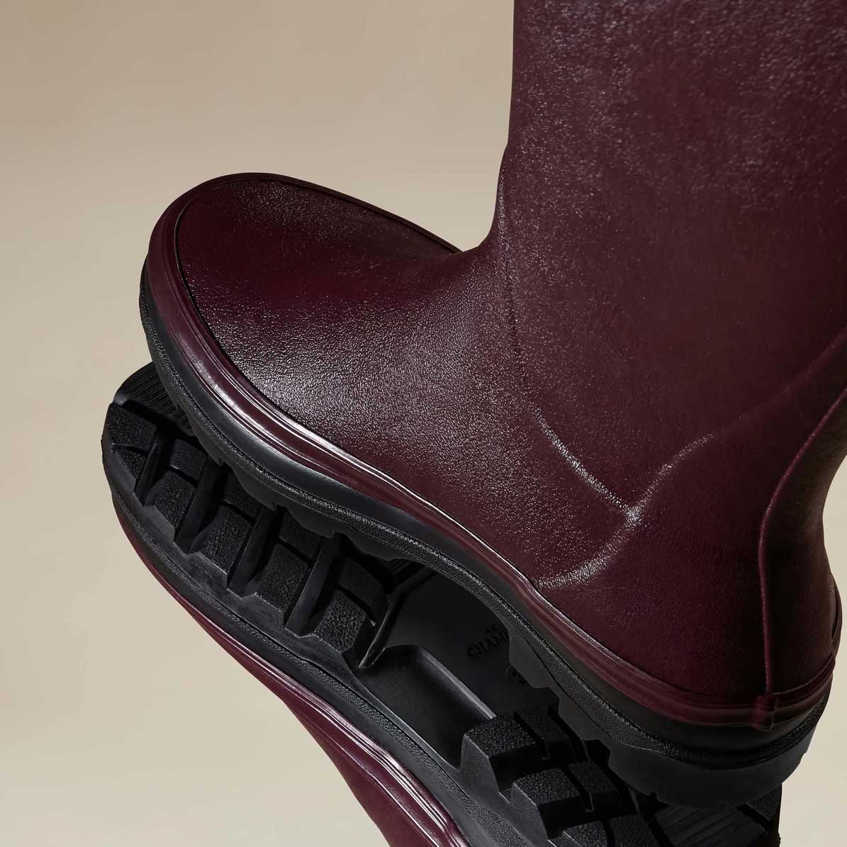 LE CHAMEAU Giverny Wellington Boots - Ladies Jersey Lined - Cherry Red