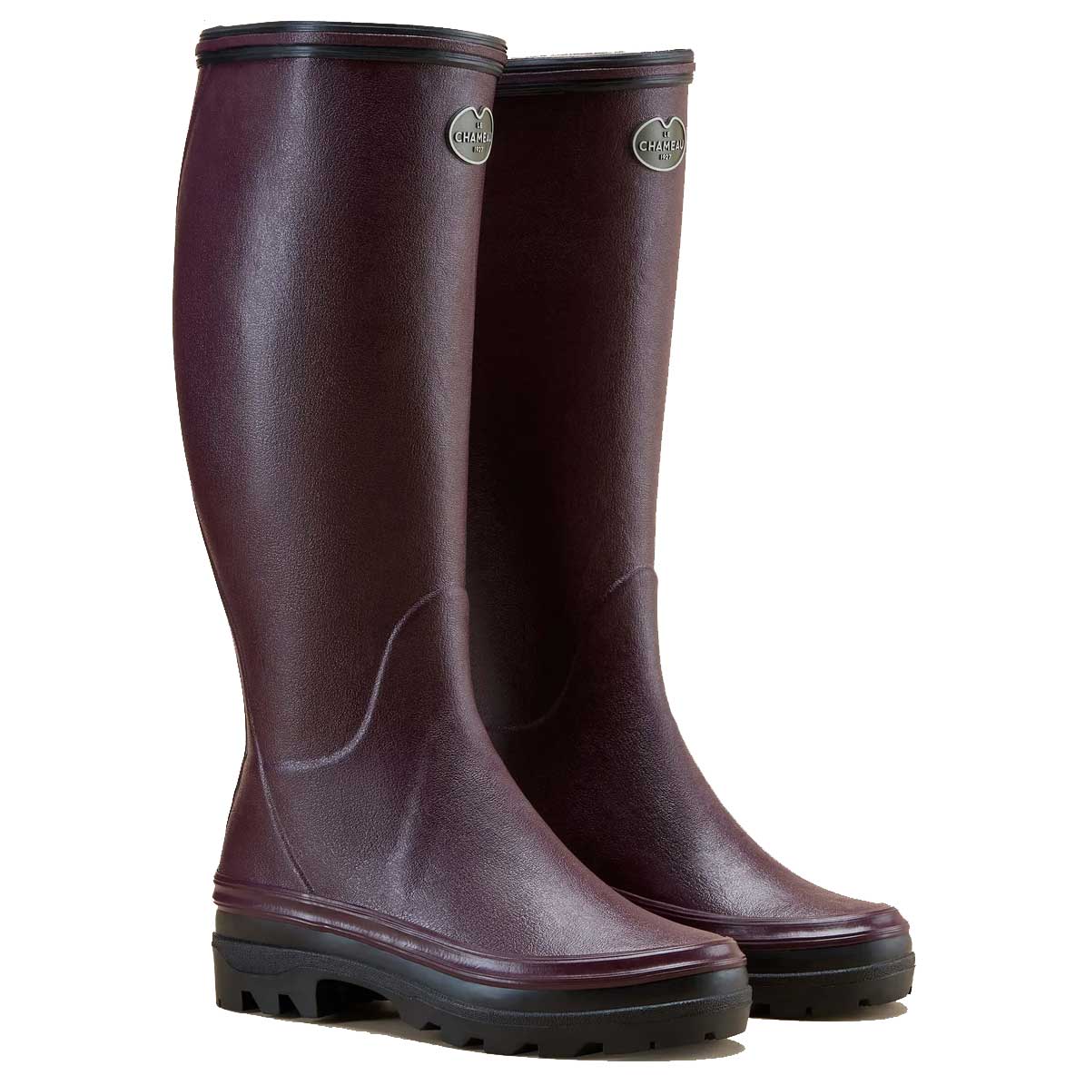 LE CHAMEAU Giverny Wellington Boots - Ladies Jersey Lined - Cherry Red