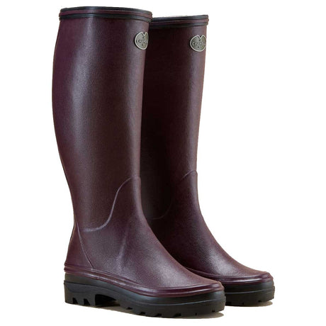 LE CHAMEAU Giverny Wellington Boots - Ladies Jersey Lined - Cherry Red
