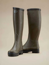 LE CHAMEAU Giverny Wellington Boots - Ladies Wool Lined - Dark Green, pair view