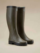 LE CHAMEAU Giverny Wellington Boots - Ladies Jersey Lined - Dark Green