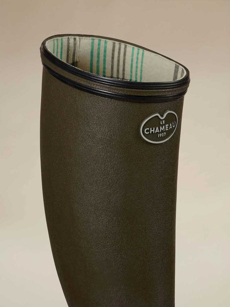 LE CHAMEAU Giverny Wellington Boots - Ladies Jersey Lined - Dark Green