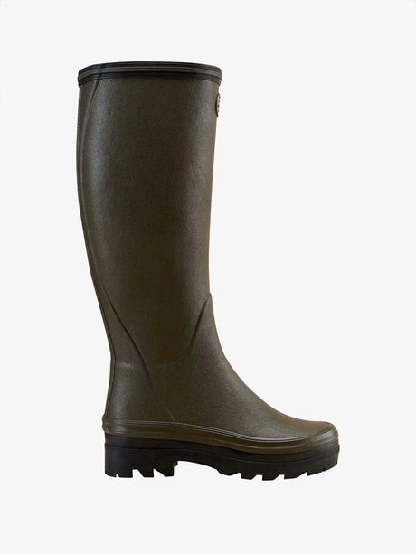 LE CHAMEAU Giverny Wellington Boots - Ladies Jersey Lined - Dark Green