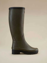 LE CHAMEAU Giverny Wellington Boots - Ladies Wool Lined - Dark Green, side view