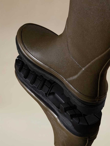 LE CHAMEAU Giverny Wellington Boots - Ladies Jersey Lined - Dark Green
