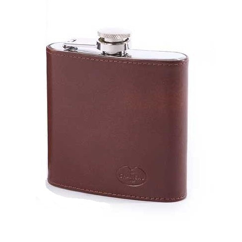 LE CHAMEAU Premium Leather Hip Flask - Marron Fonce