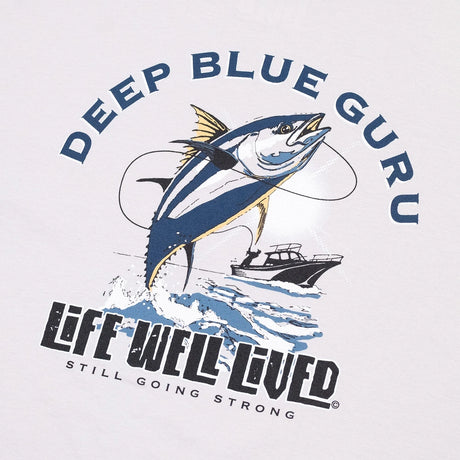 LIFE WELL LIVED Deep Blue Guru T-Shirt - Men's Soft Cotton - Ice Grey