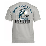 LIFE WELL LIVED Deep Blue Guru T-Shirt - Men's Soft Cotton - Ice Grey