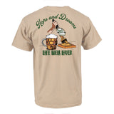 LIFE WELL LIVED Hops & Dreams T-Shirt - Men's Soft Cotton - Tan