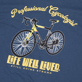 LIFE WELL LIVED Professional Cycologist T-Shirt - Men's Soft Cotton - Blue Dusk