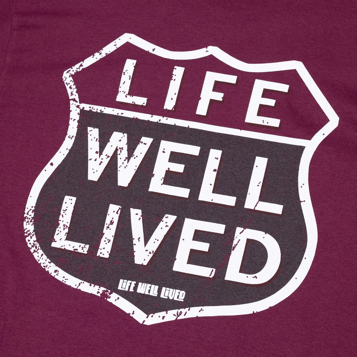 LIFE WELL LIVED Route 66 T-Shirt - Men's Soft Cotton - Maroon