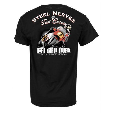 LIFE WELL LIVED Steel Nerves Bike T-Shirt - Men's Soft Cotton - Black