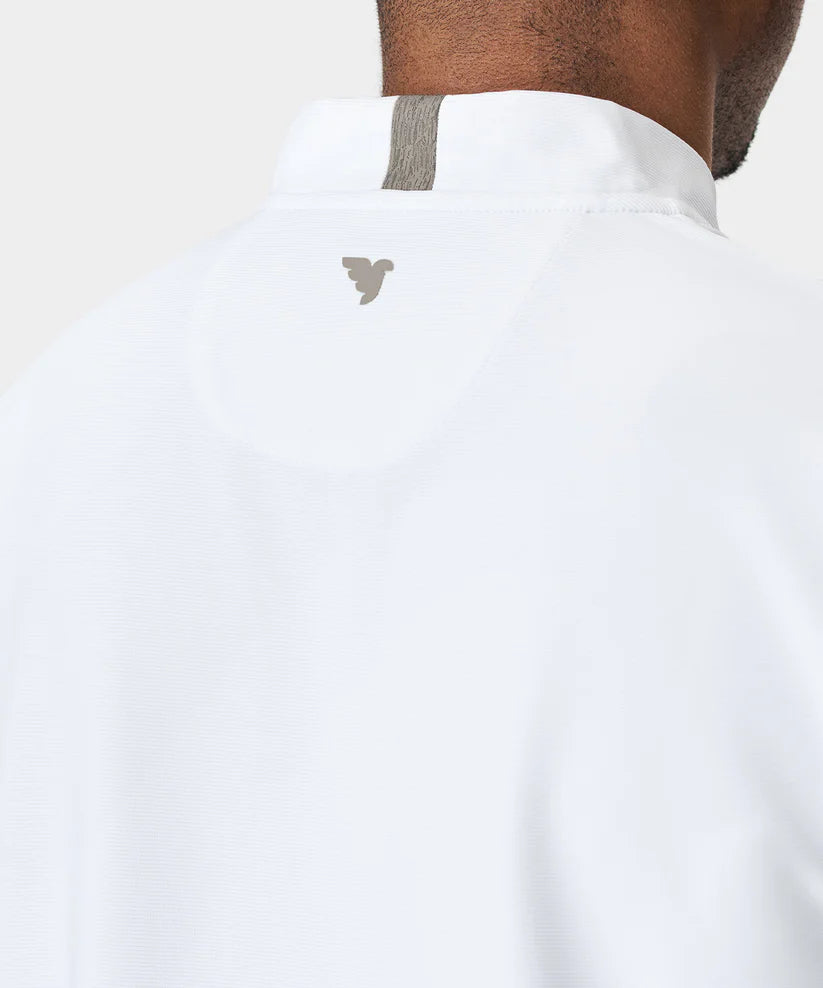 MACADE Men’s Heath Bomber Golf Shirt – Performance Stretch - White - Back