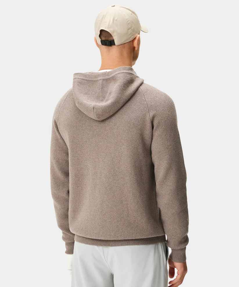 MACADE Men’s Tech Knit Golf Hoodie – Cotton Cashmere Blend – Brown