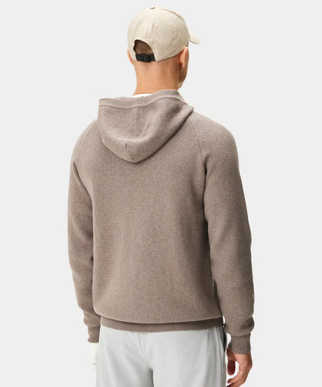 MACADE Men’s Tech Knit Golf Hoodie – Cotton Cashmere Blend – Brown