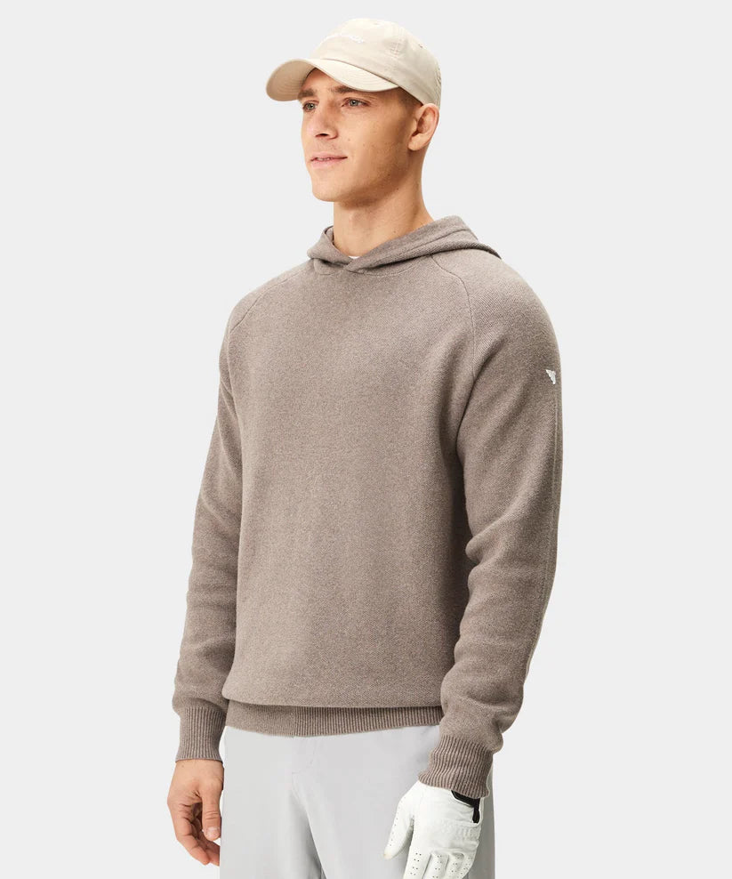 MACADE Men’s Tech Knit Golf Hoodie – Cotton Cashmere Blend – Brown