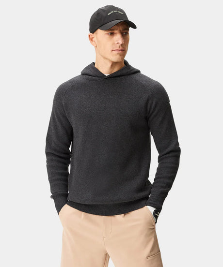 MACADE Men’s Tech Knit Golf Hoodie – Cotton Cashmere Blend - Dark Grey