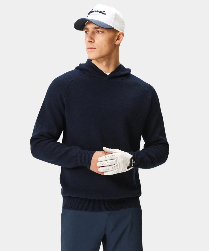 MACADE Men’s Tech Knit Golf Hoodie – Cotton Cashmere Blend – Navy