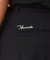 MACADE Men's Lightweight Golf Trousers – Technical Stretch Tapered Fit - Black - Logo - Close Up