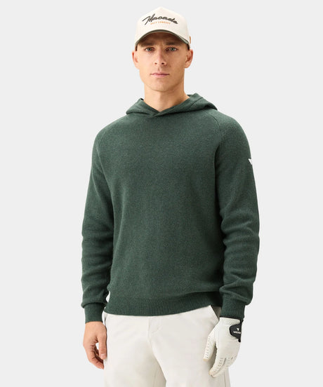 MACADE Men’s Tech Knit Golf Hoodie – Cotton Cashmere Blend – Pine Green