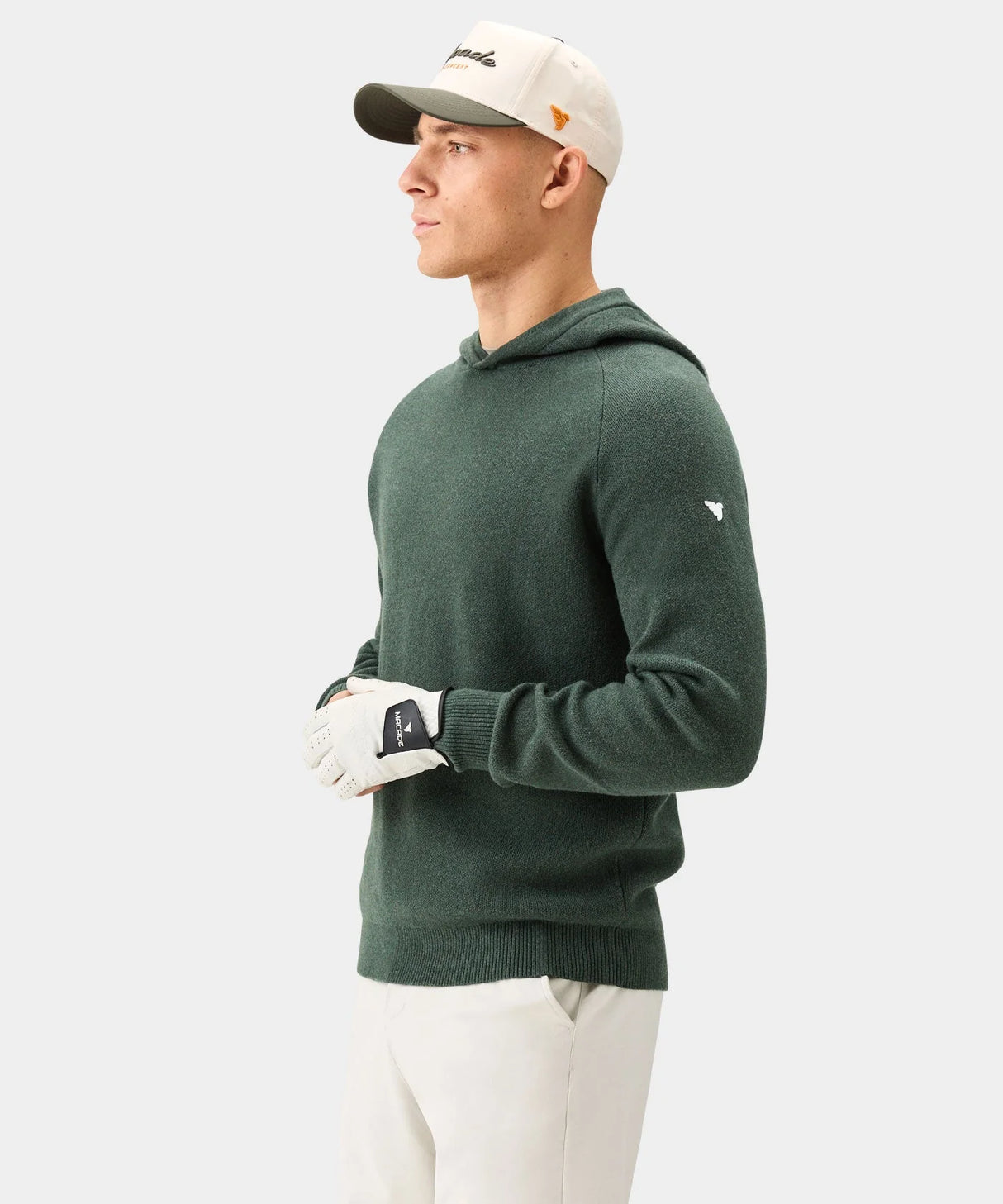 MACADE Men’s Tech Knit Golf Hoodie – Cotton Cashmere Blend – Pine Green