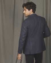 Load image into Gallery viewer, MAGEE Donegal Tweed Blazer - Mens Easky Patch Pocket - Blue &amp; Grey Herringbone
