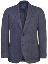 Load image into Gallery viewer, MAGEE Donegal Tweed Blazer - Mens Easky Patch Pocket - Blue &amp; Grey Herringbone
