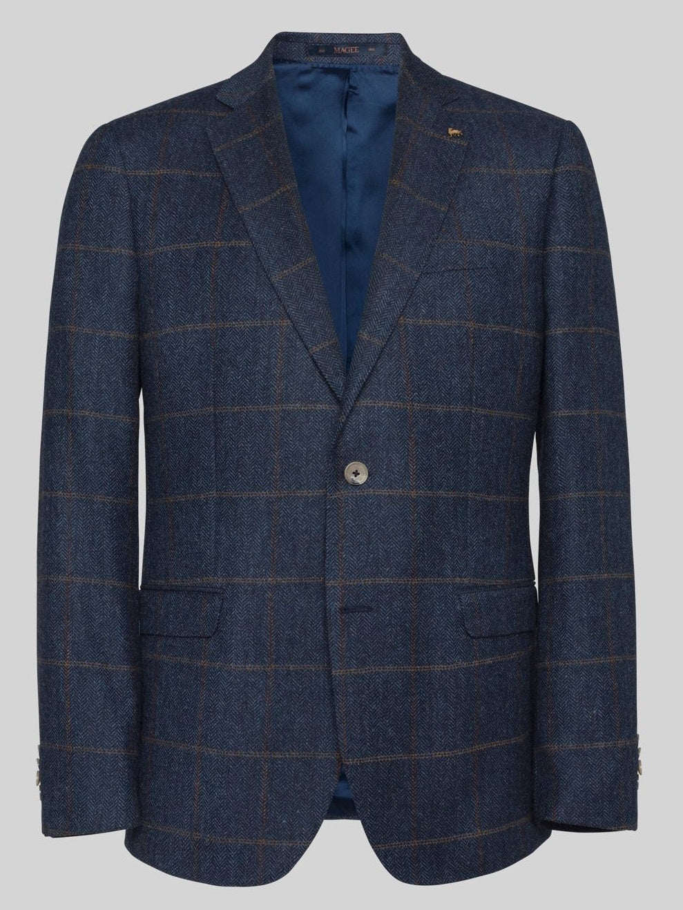 MAGEE Donegal Tweed Jacket - Mens Clady - Navy With Subtle Overcheck ...