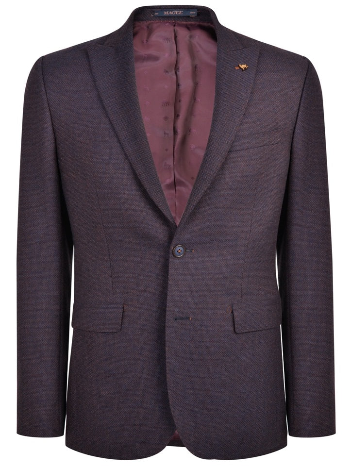 MAGEE Tweed Jacket - Mens Nice Classic Fit - Navy & Rust Geometric