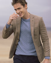 Load image into Gallery viewer, MAGEE Midweight Tweed Jacket - Mens Finn Patch Pocket - Oatmeal with Brown, Rust &amp; Fawn Check
