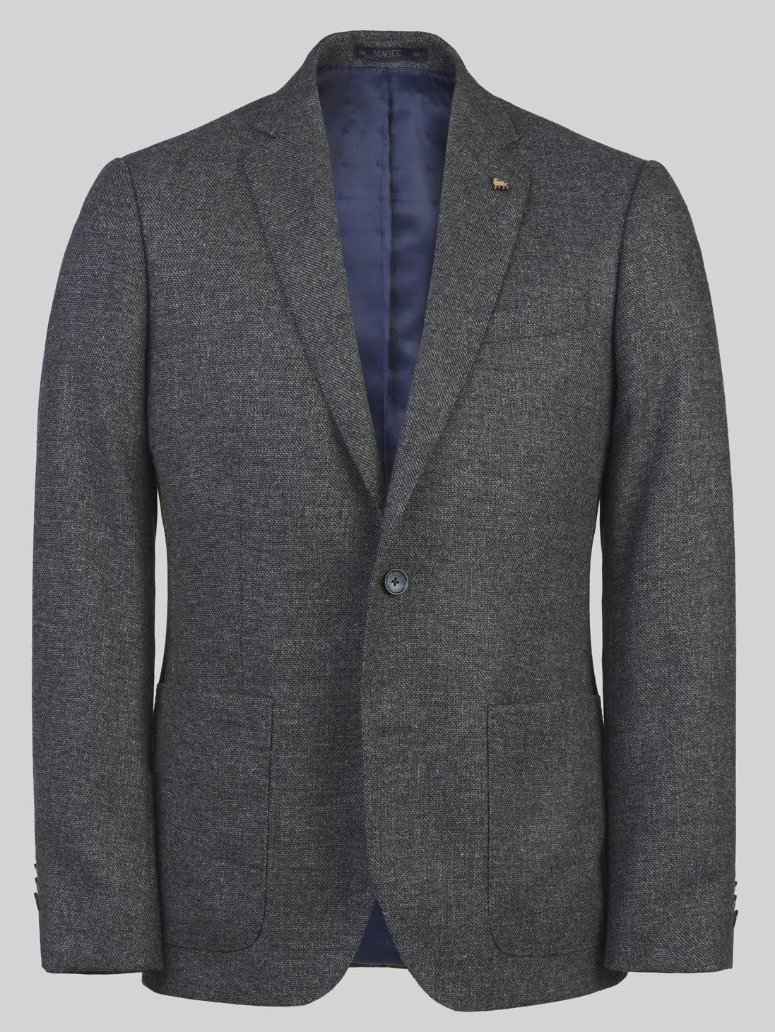 40% OFF MAGEE Tweed Blazer - Mens Finn Patch Pocket - Grey Sharkskin Size: 38 REG