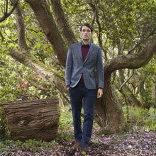 Load image into Gallery viewer, MAGEE Tweed Jacket - Mens Clady - Blue Twill With Rust, Navy &amp; Plum Check
