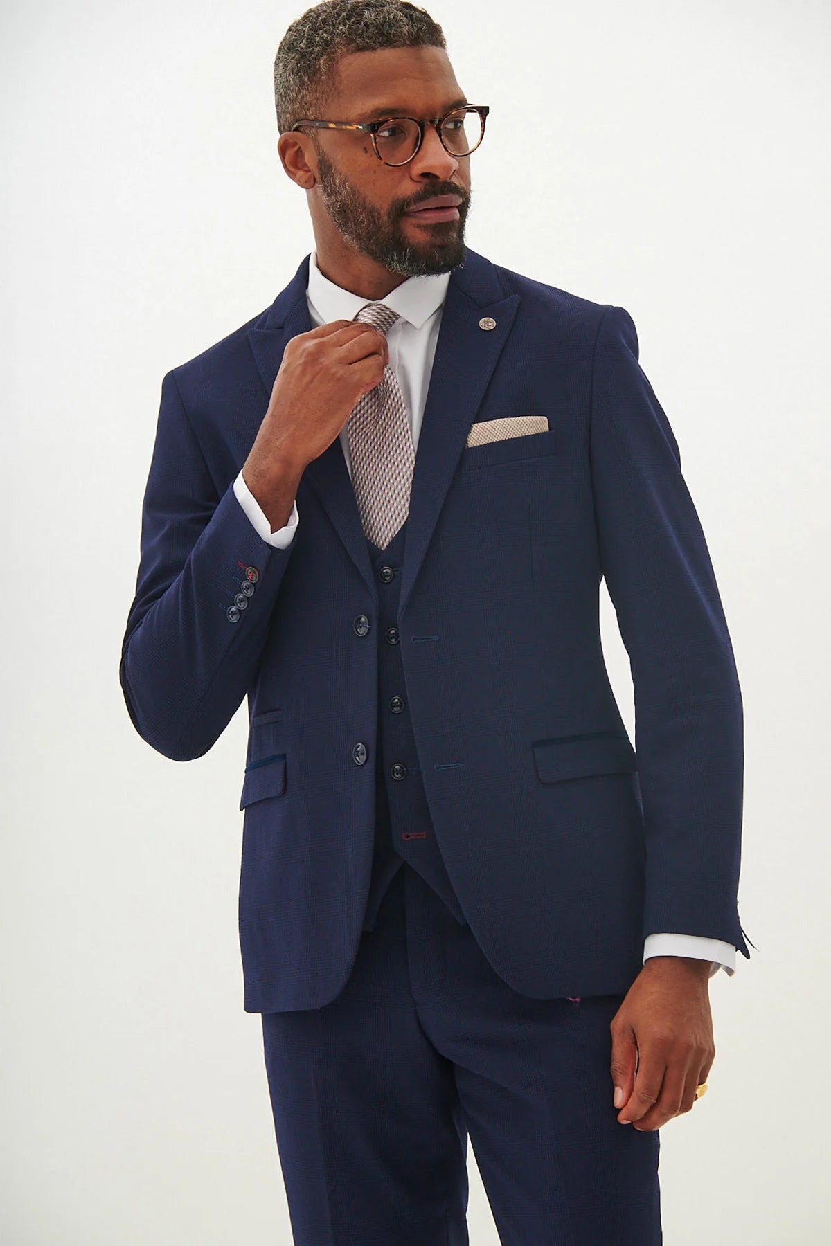 40% OFF - MARC DARCY Bromley Blazer - Mens Slim Fit - Navy Check - Size: UK 38 & 40 Regular