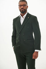 40% OFF - MARC DARCY Bromley Double Breasted Blazer - Mens Slim Fit - Olive Green Check - Size: UK 40 Regular