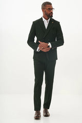 40% OFF - MARC DARCY Bromley Double Breasted Blazer - Mens Slim Fit - Olive Green Check - Size: UK 40 Regular