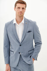 40% OFF - MARC DARCY Bromley Blazer - Mens Slim Fit - Sky Blue Check - Size: UK 36 & 38 Regular