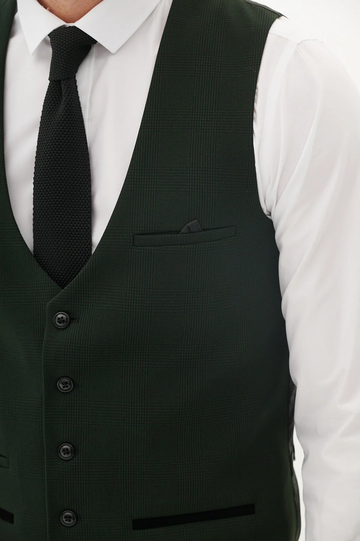 40% OFF - MARC DARCY Bromley Single Breasted Waistcoat - Olive Green Check