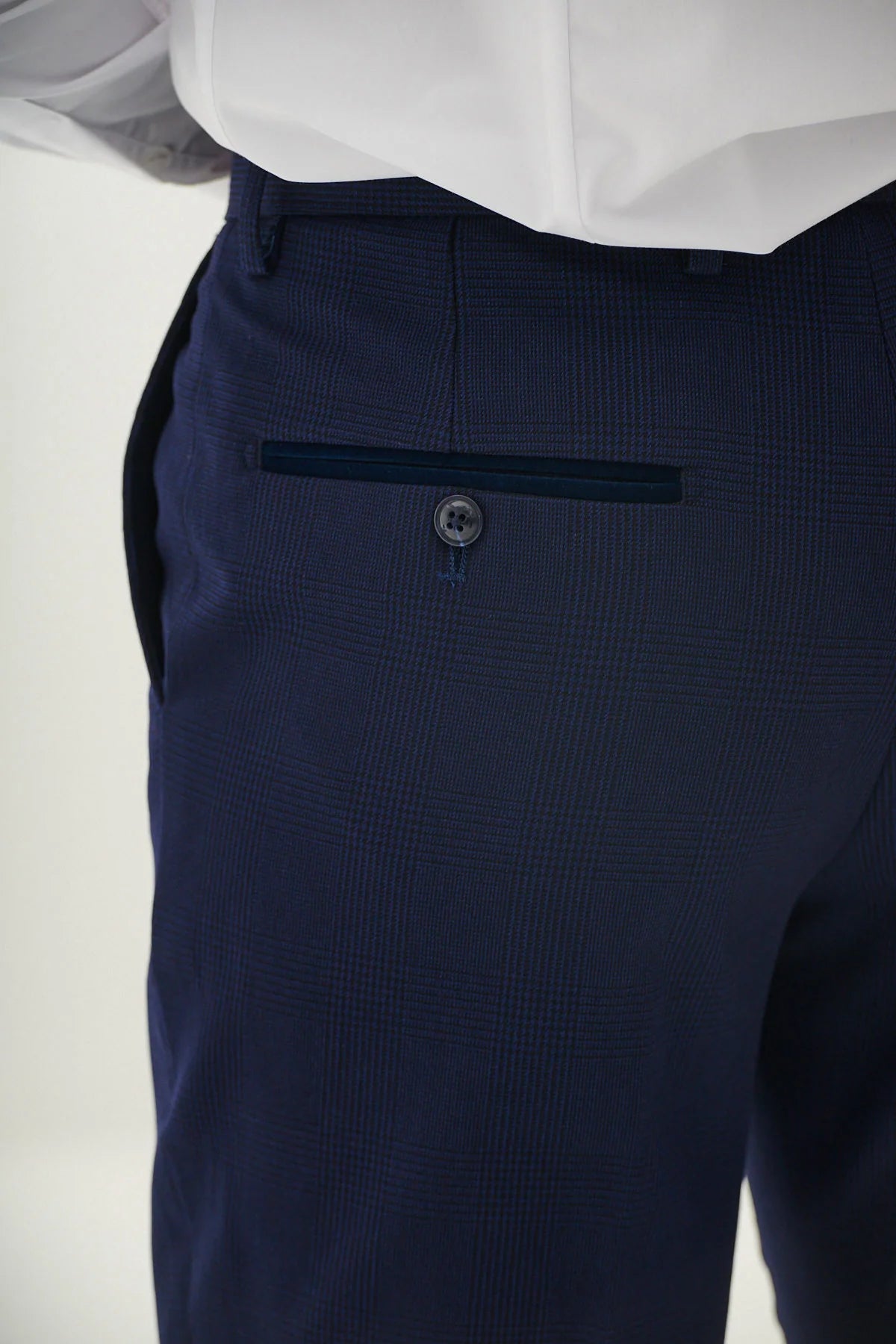 50% OFF - MARC DARCY Bromley Tailored Trousers - Navy Check