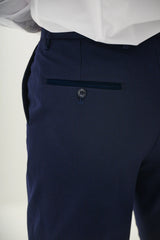 50% OFF - MARC DARCY Bromley Tailored Trousers - Navy Check