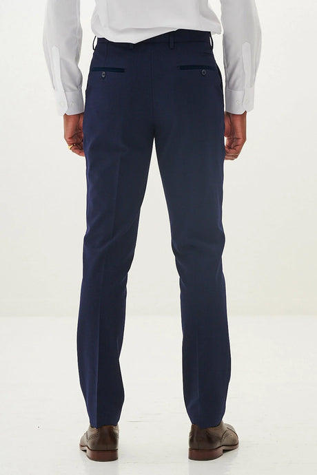 50% OFF - MARC DARCY Bromley Tailored Trousers - Navy Check