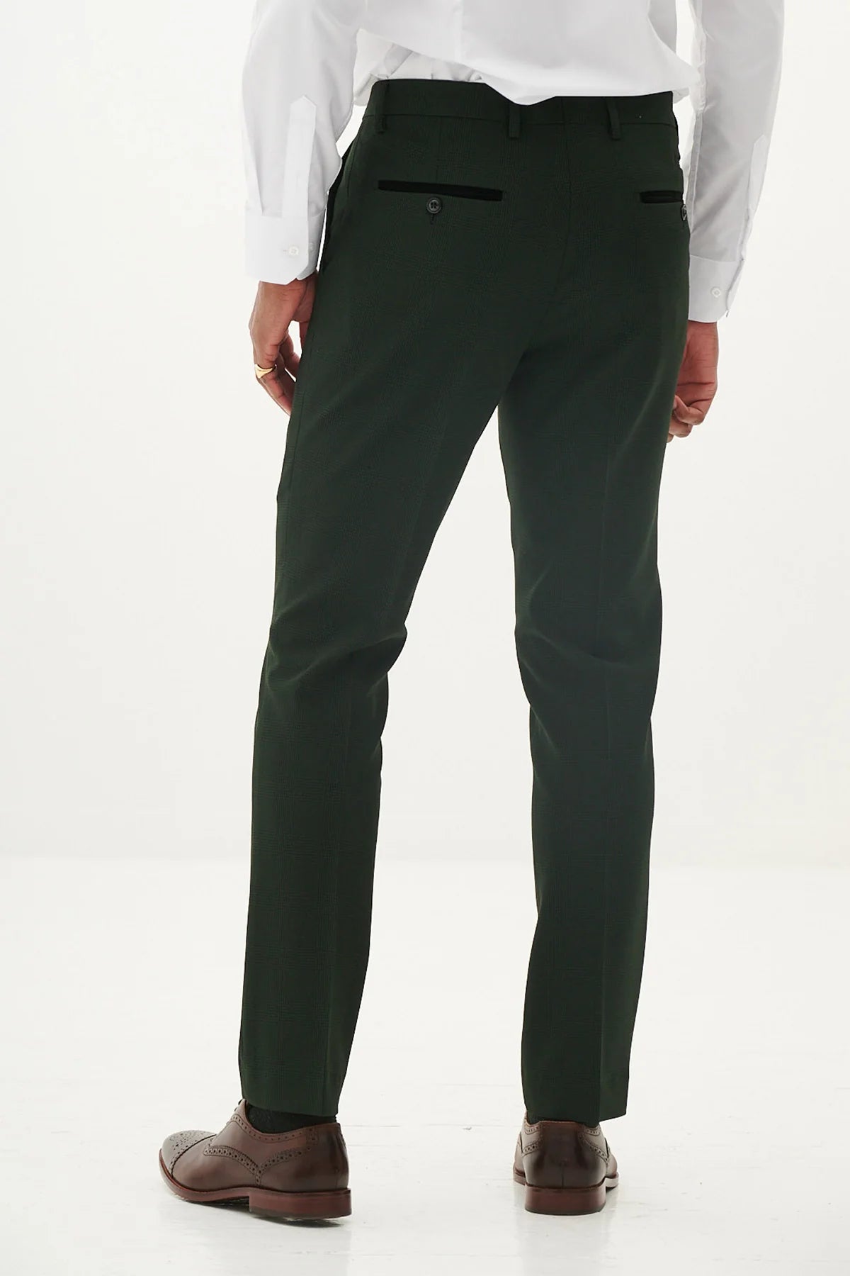 40% OFF - MARC DARCY Bromley Tailored Trousers - Olive Green Check - Sizes: UK 30 & 34 Regular