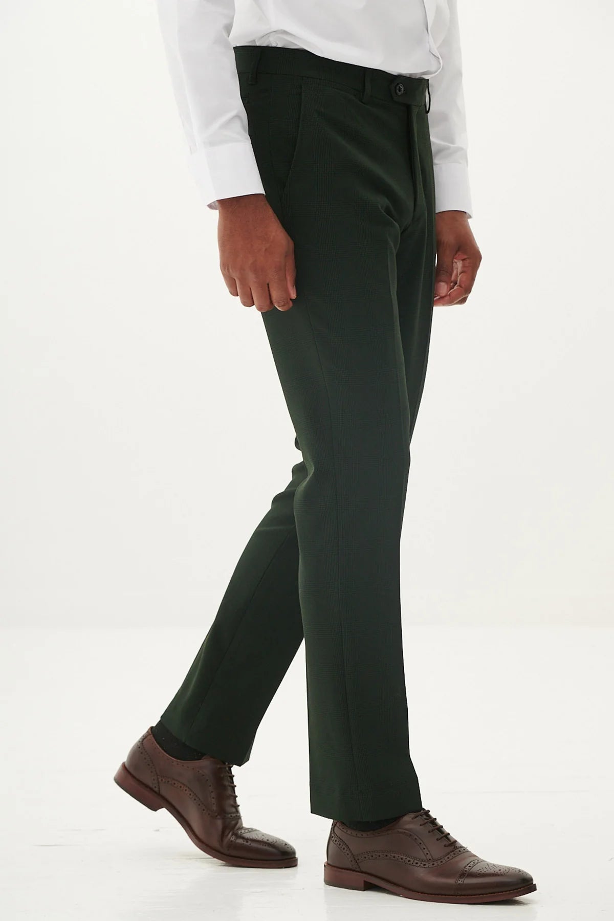 40% OFF - MARC DARCY Bromley Tailored Trousers - Olive Green Check - Sizes: UK 30 & 34 Regular