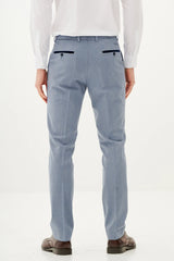 50% OFF - MARC DARCY Bromley Tailored Trousers - Sky Blue Check - Sizes: UK 30 & 32 Regular