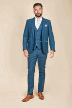 Load image into Gallery viewer, MARC DARCY Dion Tweed Blazer - Mens Slim Fit - Blue Check

