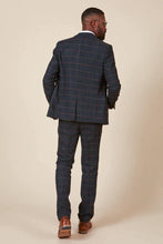 Load image into Gallery viewer, MARC DARCY Eton Tweed Blazer - Mens Slim Fit - Navy Blue Check
