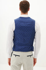 50% OFF - MARC DARCY Grant Double Breasted Waistcoat - Stone Pinstripe - Size: 38, 40 & 44